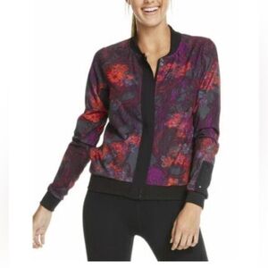 Women’s‎ Fabletics Ithaca Floral Lightweight Zip Up Athletic Bomber Jacket XL.